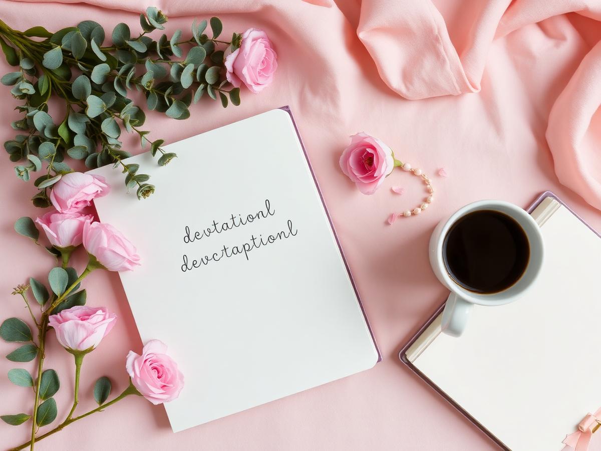 Devocional feminino com flores e bíblia